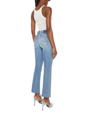 MOTHER The Outsider Flood Fray Jeans 25 High Rise Raw Hem Cropped Flare Blue